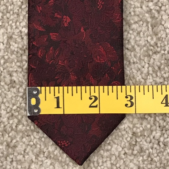 J.Ferrar Burgundy Black Floral Jacquard Men's Necktie Modern Slim Business - Picture 7 of 8